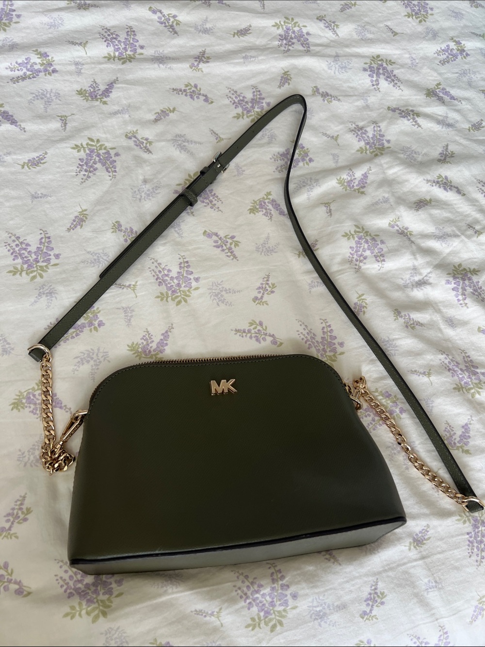 Michael Kors Olive Crossbody with Gold Chain Trim